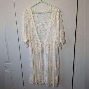 BOHO See Through Robe Cream Color Fairy No Size Tag No Fabric Size S-M-L